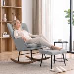 Poltrona Baloiço com Apoio para os Pés Poltrona Relax com Almofada Acolchoada e Anti - Tombo 64x89x90 cm Cinzento