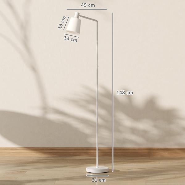 Candeeiro de Pé LED Regulável com Ecrã Giratório 350° 3 Temperaturas de Cor 3000K/4000K/6500K 45x21x148 cm Branco