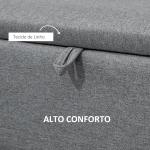 Banco de Armazenamento Estofado em Linho com Tampa Abatível e Pés de Aço Carga Máxima 150kg 101x38,5x44,5 cm Cinza
