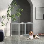 Barreira de Segurança para Cães Barreira de Segurança para Escadas e Portas Dobrável com Suporte de Pé 154x30x80cm Cinzento