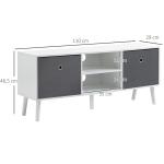 Móvel de TV para Televisores de até 50 Polegadas Móvel de Sala de Estar Moderno com 2 Gavetas de Tecido 2 Prateleiras Abertas e Orifício Passa Cabos 110x29x46,5cm Branco e Cinza