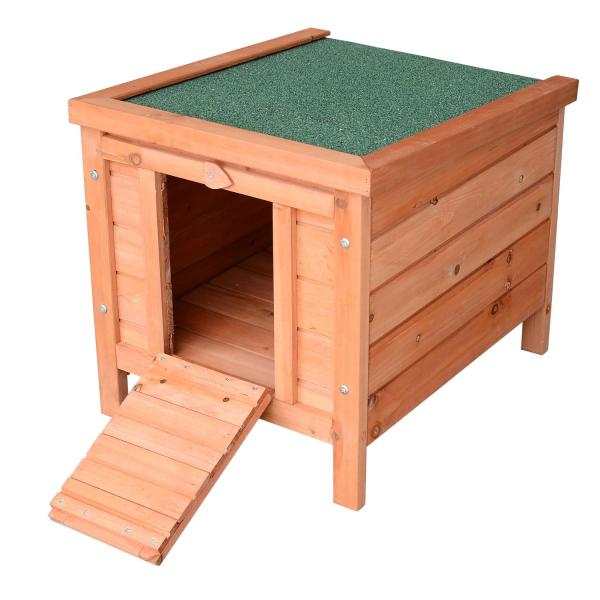 Coelheira de Madeira Exterior Coelheira para Roedores Animais de Estimação Pequenos com Teto Asfáltico e Rampa Antiderrapante 51x42x43cm Madeira