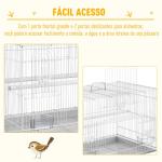 Gaiola para pássaros 60x41x41cm Aviário com 2 poleiros e 3 portas para pássaros pequenos Canários Papagaios de metal branco