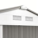 Abrigo de Jardim 213x130x185cm Abrigo de Jardim Metálico de Exterior com 2 Portas Deslizantes e 4 Janelas Branco e Cinza