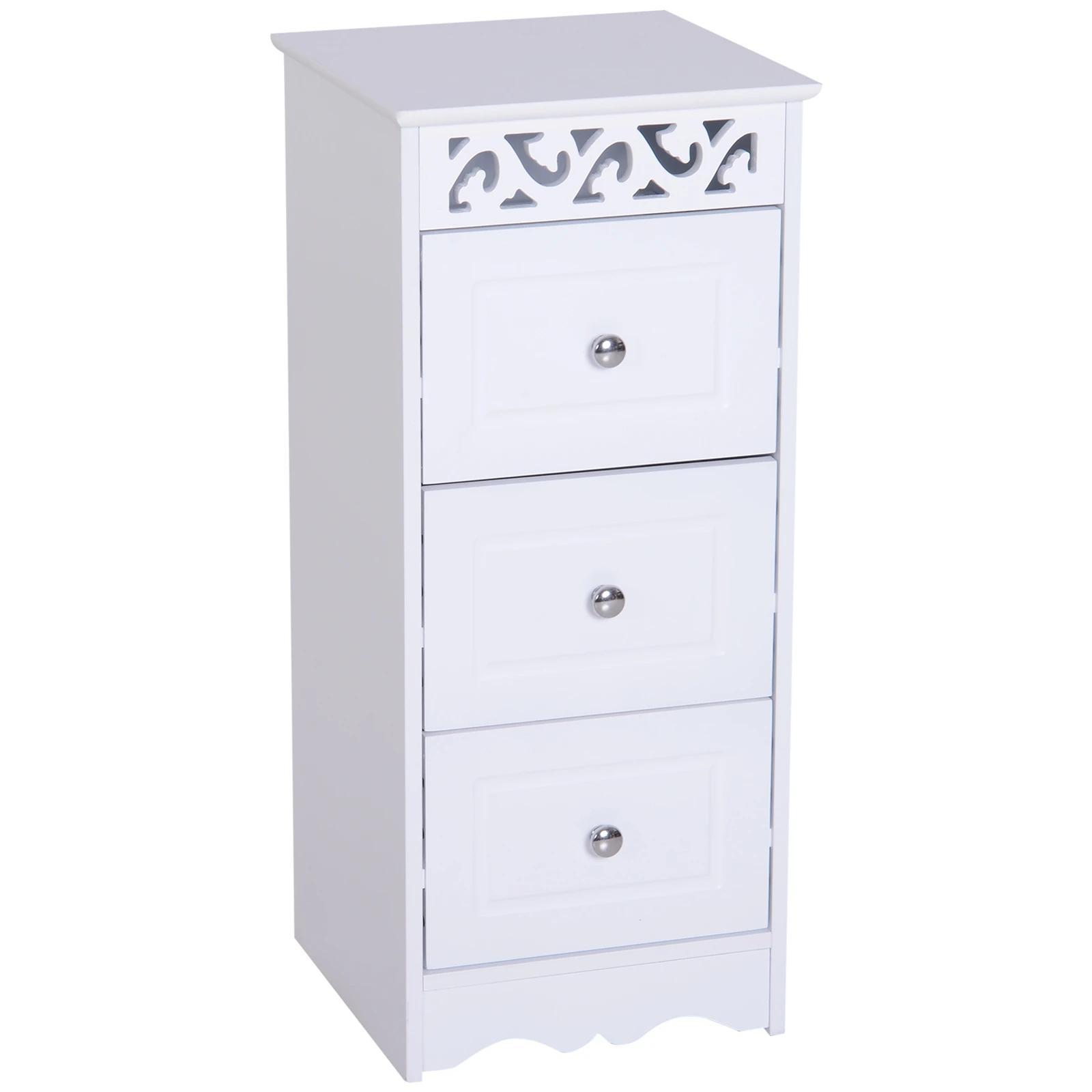 Armário Auxiliar Casa de Banho com 3 Gavetas Móvel de Armazenamento para Casa de Banho Dormitório 29,8x29,8x68,5 cm Branco