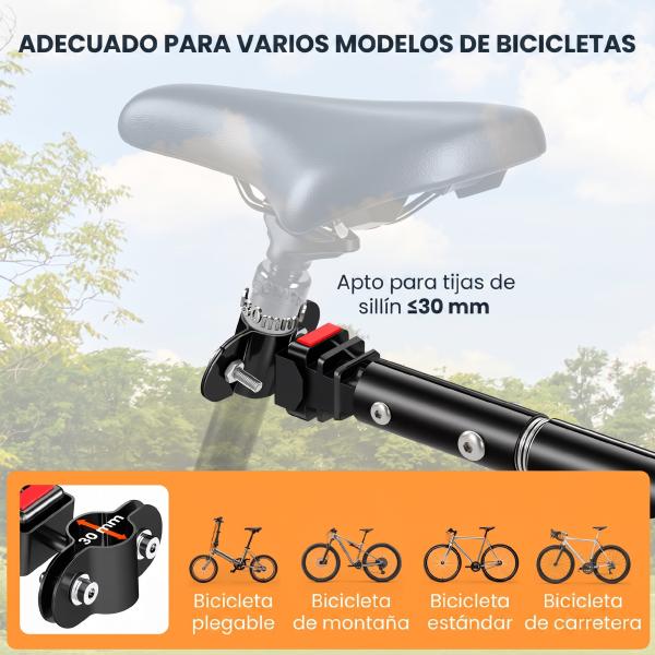 Reboque de Carga para Bicicleta Carrinho Dobrável para Bicicleta com 2 Rodas Refletores Carga 40 kg 155x71,5x77 cm Preto