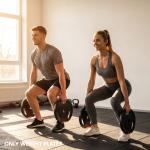 Conjunto de Discos de Pesos de 4 Peças 2x5 kg e 2x2,5 kg com Orifícios de 2,5 cm para Treino Fitness Preto