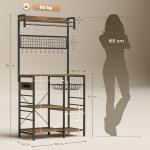 Estante de Cozinha com Três Tomadas e Luzes LED Estilo Industrial com Prateleiras para Micro - ondas 80x42x162 cm Castanho Rústico e Preto