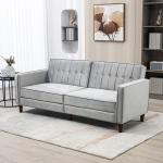 Sofá de 2 Lugares Convertível em Cama de Estofado Aveludado com Encosto Ajustável para Sala 189x80,5x78,5 cm Cinza Claro