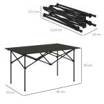 Mesa de Campismo Dobrável de Metal com Tampo Enrolável e Bolsa de Transporte Mesa de Piquenique Portátil 95x55x50 cm Preto