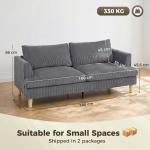 Sofá de 3 Lugares Revestido em Veludo Almofadas Espessas com Molas Assento Largo 2 Almofadas 188x80x86 cm Cinzento Escuro
