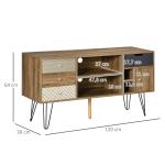 Móvel de TV com Prateleira de Armazenamento 4 Gavetas e Pés de Metal para Televisores de até 50 Polegadas 120x39x64cm Marrom