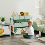 Estante Infantil para Brinquedos com 6 Caixas em Tecido Não Tecido Organizador de Brinquedos de 3 Níveis 63x30x66 cm Verde