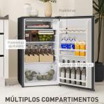 Mini Frigorífico 91L de Capacidade com Compartimento Congelador e Porta Reversível Silencioso 41dB 47,5x44,2x84 cm Preto e Prata