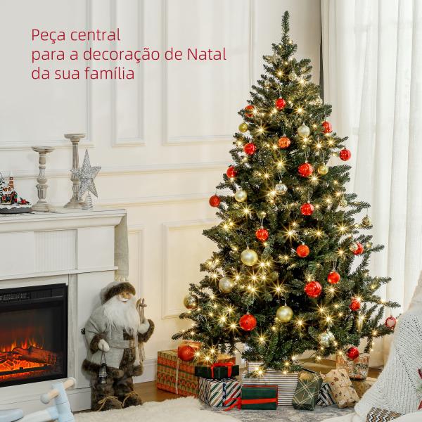 Árvore de Natal Artificial 180 cm com 310 Luzes LED 872 Ramos e Suporte de Metal Árvore Natalina para Interior Verde