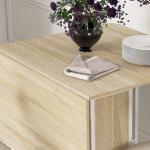Mesa de Cozinha Dobrável Mesa de Refeição Dobrável com Rodas Laterais Abatíveis e Prateleira 130x80x74 cm Madeira e Branco