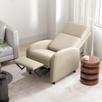 Poltrona Relax Reclinável até 160° Poltrona Reclinável Manual com Apoio para os Pés 64x86x102 cm Bege