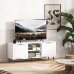 Móvel de TV Moderno Móvel de TV para Sala de Estar com 2 Compartimentos Abertos para Televisores de 55 Polegadas 120x35x48 cm Branco