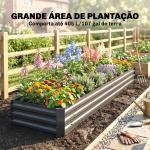 Floreira Exterior Grande Retangular em Aço Galvanizadocom Base Aberta 240x60x30 cm Cinzento Escuro