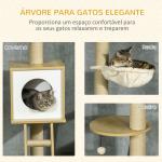 Árvore para Gatos do Chão ao Teto 220 - 260cm com Altura Ajustável Plataformas Rede Caverna Poste de Juta 40x40225 - 285cm Bege