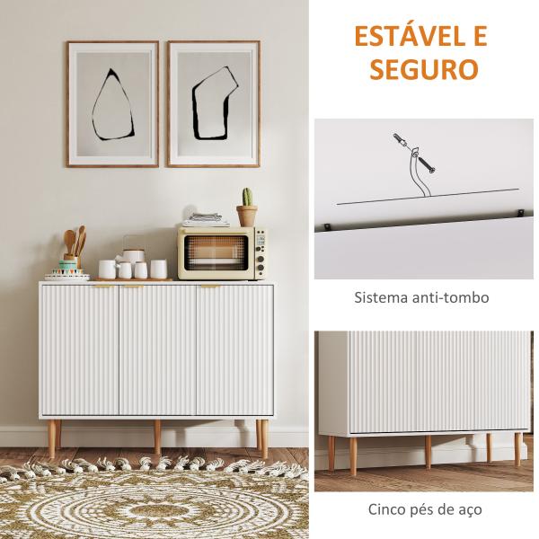 Aparador de Sala de Estar com Prateleira Ajustável Móvel para TV para Quarto Sala de Estar 107x35x80 cm Branco