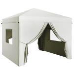 Tenda Dobrável 3x3 m Tenda de Jardim com 4 Paredes Laterais 2 Janelas de Malha Altura Ajustável Impermeável e Anti - UV Branco