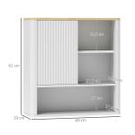 Armário de Parede para Casa de Banho com Porta Deslizante 5 Compartimentos e Prateleiras Ajustáveis 60x20x62 cm Branco