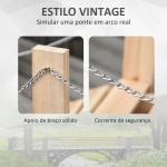 Ponte de Jardim de Madeira com Corrimãos de Correntes Metálicas Ponte Decorativa para Lagoa para 100x32x48 cm Madeira