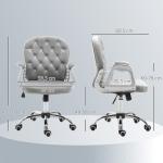Cadeira de Escritório Estofada em Veludo Cadeira Giratória com Altura Ajustável e Decorações de Cristal 59,5x60,5x95 - 105 cm Cinzenta