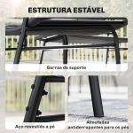 Conjunto Jardim de Vime com 4 Peças Inclui Sofá de 2 Lugares 2 Poltronas e Mesa de Centro com Tampo Metálico Preto