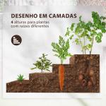 Floreira de Madeira Elevada de 4 Níveis com Desenho em Escada para Cultivos Plantas e Flores 113x113x46 cm Castanho Escuro