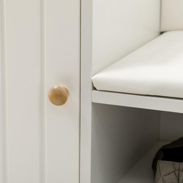 Banco Sapateira com Compartimento Aberto e Almofada Acolchoada para 4 Pares de Sapatos 80x33x49cm Branco