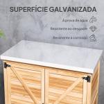 Armário de Exterior em Madeira com Tampo de Aço Galvanizado Prateleira 2 Portas para Armazenamento de Ferramentas 79x43x92 cm Madeira