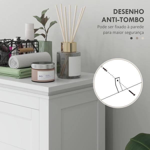 Armário Casa de Banho Móvel Casa de Banho com Gaveta 2 Portas e Prateleira Ajustável 60x30x102,5 cm Branco