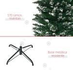 Árvore de Natal Artificial Altura 190 cm com 570 Ramos de PVC Ignífugos Base Dobrável e Suporte Metálico Decoração de Natal Ø53x190 cm Verde