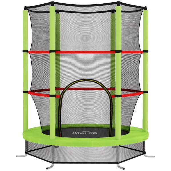 Trampolim Infantil Ø140x190 cm Trampolim para Crianças de 3 - 6 Anos com Rede de Segurança Carga 45 kg para Interior Verde