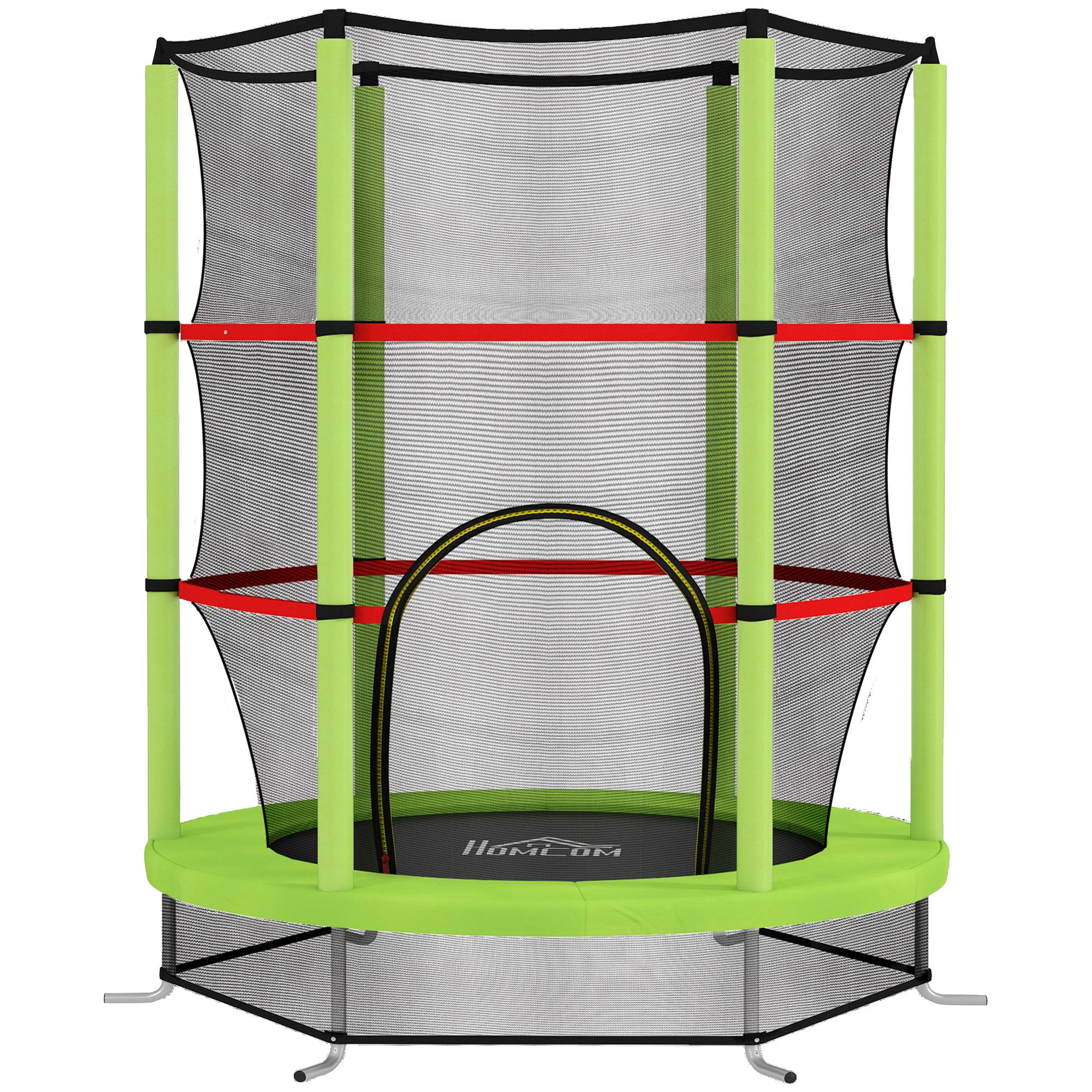Trampolim Infantil Ø140x190 cm Trampolim para Crianças de 3 - 6 Anos com Rede de Segurança Carga 45 kg para Interior Verde