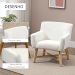 Poltrona de Sala de Estar Estofada em Veludo Poltrona Relax Moderna com Apoio para os Braços Acolchoados Pés de Madeira e Base Cruzada para Dormitório 67x65x74cm Branco Creme