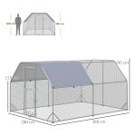 Galinheiro para Exterior Grande de Aço Galvanizado 280x380x195 cm Gaiola para Galinhas com Cobertura de Tecido Oxford Prata
