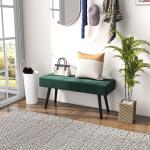 Banco de Pé de Cama Multifuncional e Moderno Banco de Dormitório com Pés de Aço e Assento Acolchoado 100x36x45 cm Verde