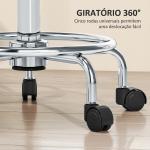 Banco Giratório com Rodas Altura Regulável 50 - 66 cm Assento Estofado em Imitação de Couro 34x34x50 - 66 cm Branco