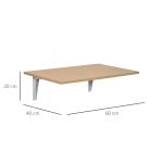 Mesa Dobrável de Parede Mesa Auxiliar Suspensa para Cozinha Sala de Jantar 60x40x20cm Madeira Natural