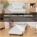Poltrona 3 em 1 Sofá Cama Individual Dobrável com Encosto Ajustável em 6 Posições e Almofada 94x78x80 cm Bege