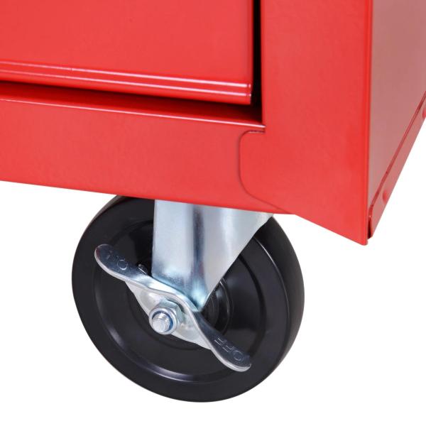 Carrinho de Ferramentas com 5 Gavetas Rodas Trava Armário de Armazenamento para Oficina de Garagem e Chapa de Aço 69x33x75 cm Vermelho