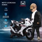 Mota Elétrica com Licença HONDA para Crianças de 3 - 5 Anos Mota a Bateria 6V com Farol Buzina Música 90x44x52cm Branco