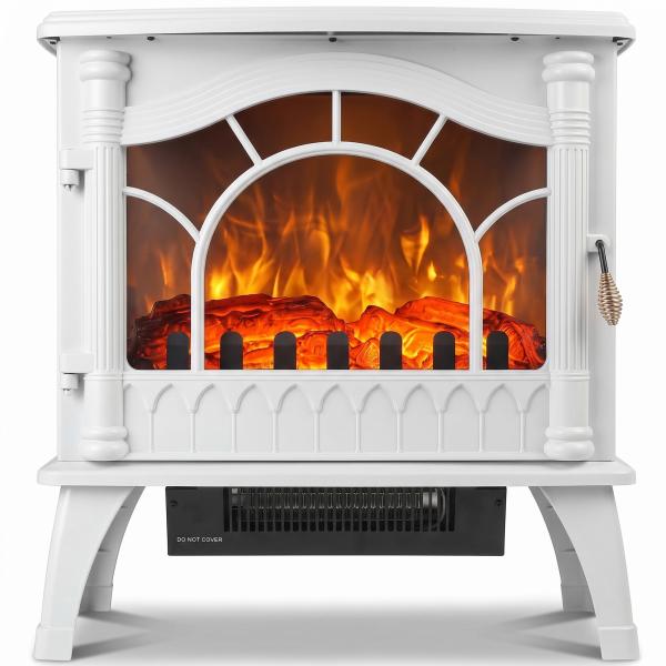 Lareira Elétrica 1000W/2000W com Temperatura Ajustável e Proteção contra Sobreaquecimento 55x31x58 cm Branca