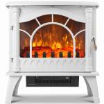 Lareira Elétrica 1000W/2000W com Temperatura Ajustável e Proteção contra Sobreaquecimento 55x31x58 cm Branca