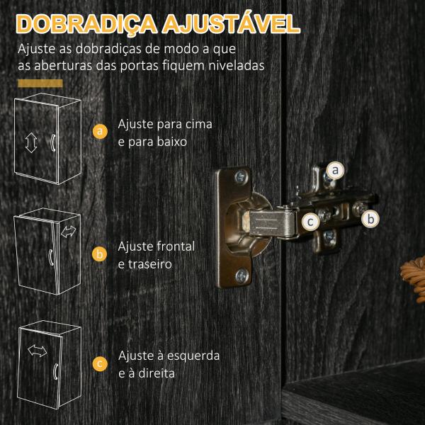 Armário de Cozinha Aparador de Sala de Jantar com 1 Gaveta 6 Portas e Prateleiras Ajustáveis Estilo Moderno 101x39x180 cm Preto e Madeira