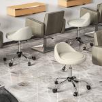 Banco com Rodas Banco Giratório com Altura Ajustável Cosmética Dentista Cabeleireiro Ø50x63 - 83 cm Branco