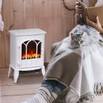 Lareira Elétrica Portátil 1000/2000W com Efeito de Chama Realista e Proteção Contra Superaquecimento 41,5x28x54 cm Branco